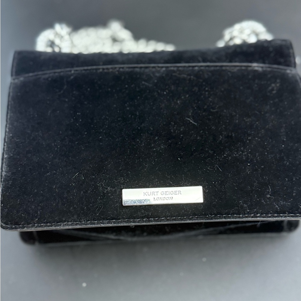 Kurt Geiger London Small Shoreditch velvet rhinestone bow crossbody bag - Picture 6 of 6